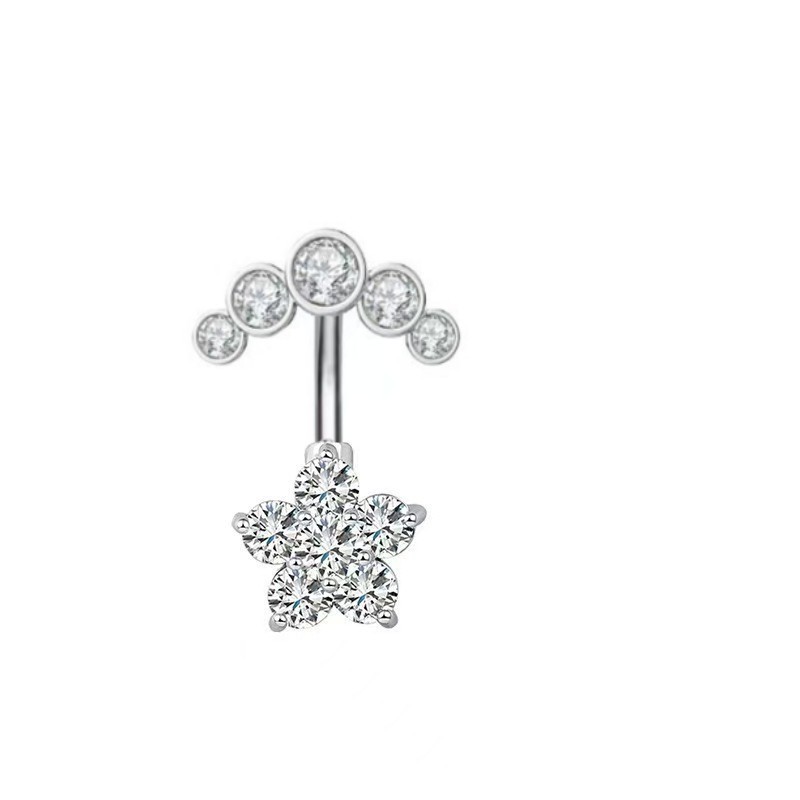 Love Heart White Gold Tone Belly Button Ring Surgical Steel Navel Piercing Jewelry - Image 5