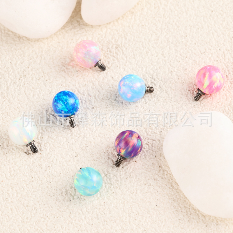 F136 Titanium Alloy Opal Ball Outer Teeth Tongue Barbell Lip Nail Tongue Nail Buried Nail Accessories - Image 3