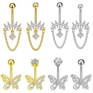 Heart Shaped Stainless Steel Zircon Belly Button Ring Dangle Navel Chain Butterfly Horseshoe Navel Jewelry 2025 Spring