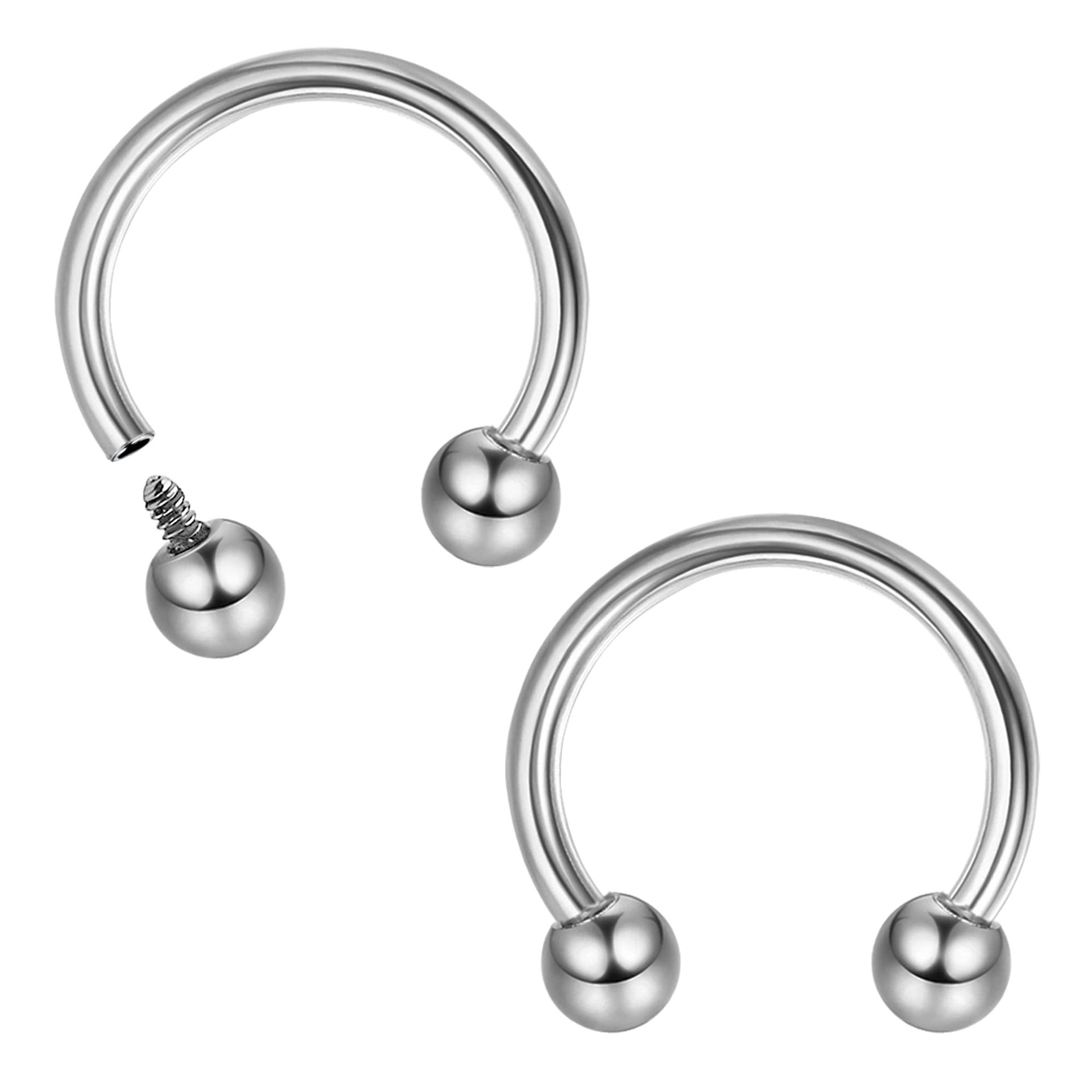 G23 Titanium Inner Tooth U-Shaped C-Shaped Rod Horseshoe Rod Ball Pointed Cone Internal Spiral Nose Ring F136 Titanium Alloy Piercing Jewelry - Image 5