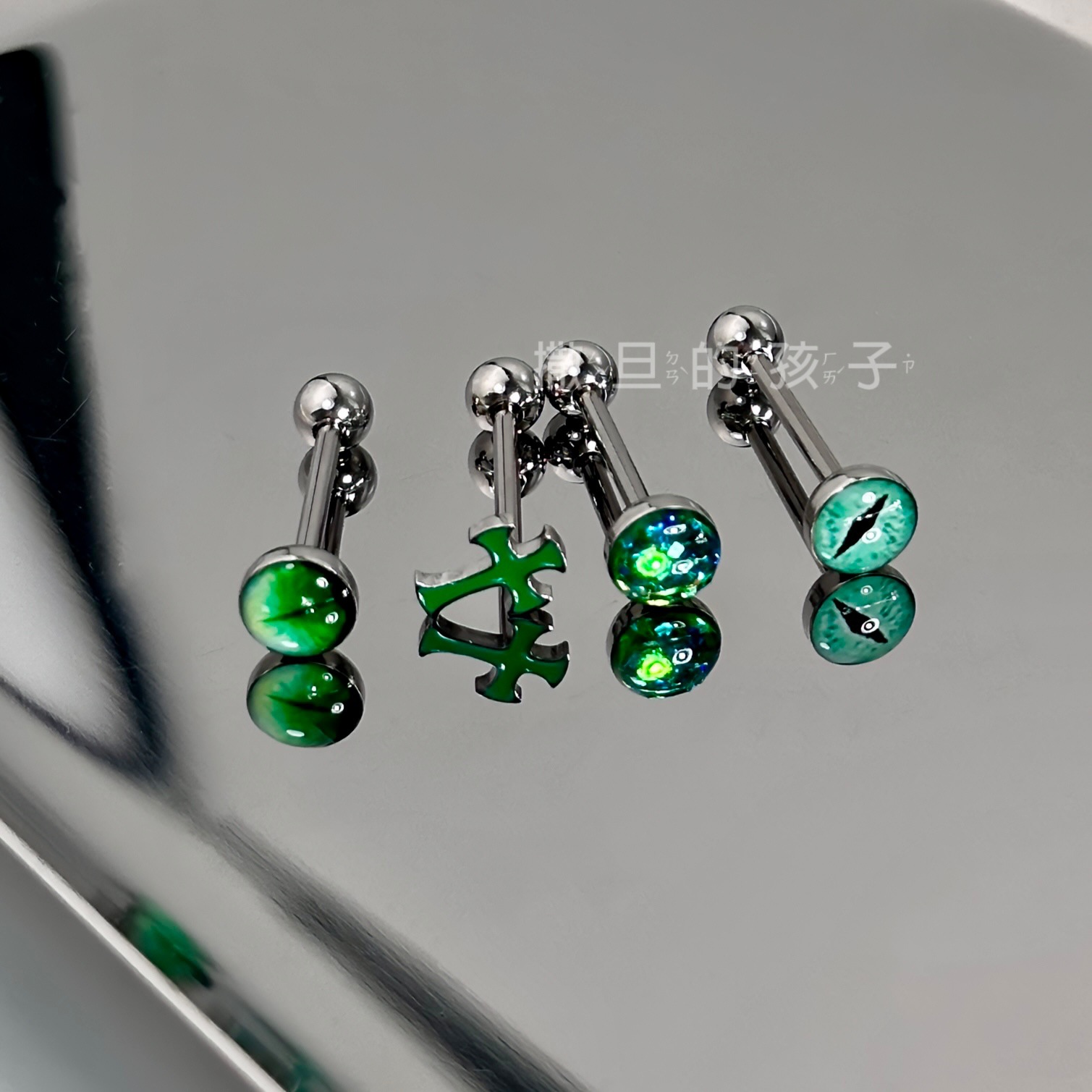 Green Mambo 12mm Tongue Nail Externally Threaded Titanium Steel Tongue Barbell Piercing Jewelry for Hot Girls - Image 2