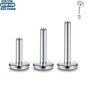 F136 Titanium Flat Bottom Lip Labret Stud 16G/18G/20G Replacement Rod for Lip Piercing