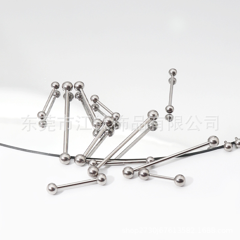 F136 Titanium Tongue Nail Internally Threaded Double Head Round Ball Straight Rod Body Piercing Jewelry Ear Bridge - Image 4