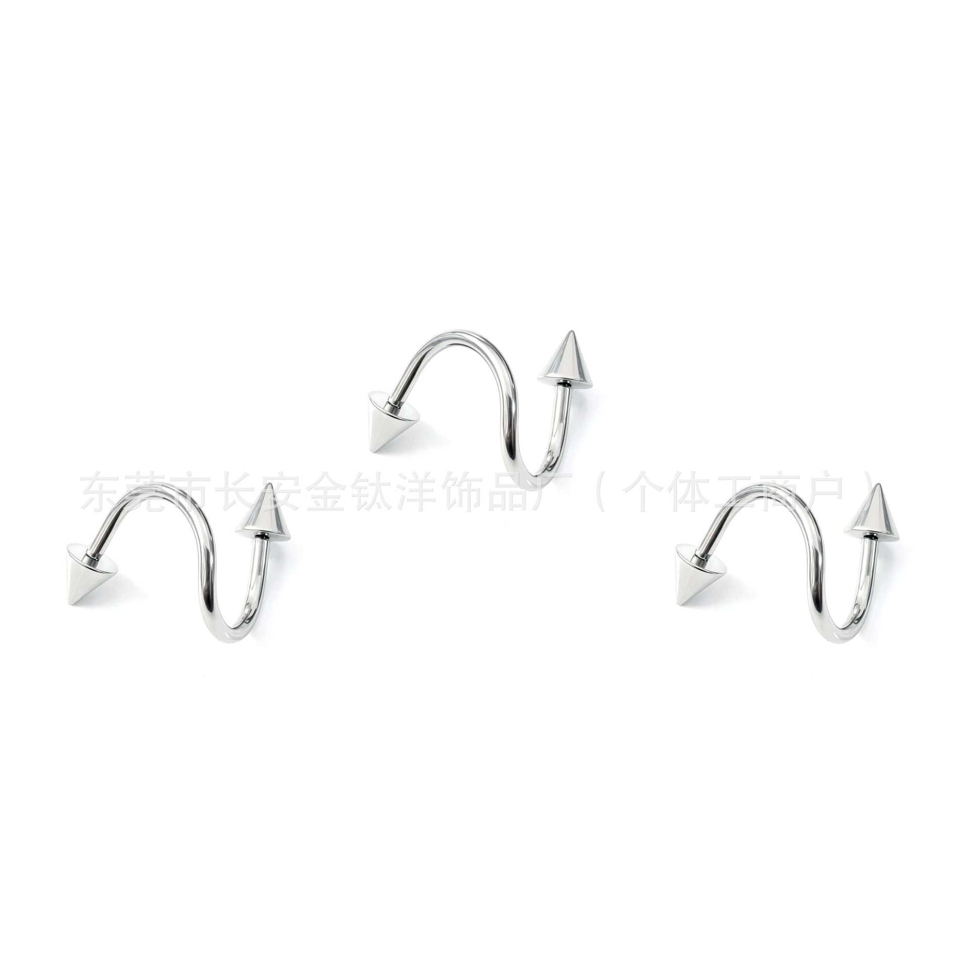 F136 Titanium Internal Thread Double-Headed Round Ball Pointed Cone S-Shaped Rod Lip Ring Lip Nail Earrings G23 Titanium Alloy Piercing Jewelry - Image 2