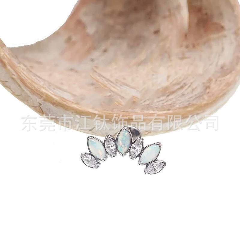 G23 Titanium Ear Bone Nail Horse Eye Penetrating Aobao Zircon Cross-border Titanium Alloy Body Piercing Jewelry Earrings - Image 4