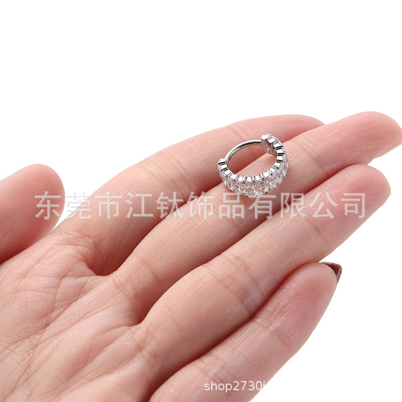 G23 Titanium Alloy Crystal Sugar Ring Diamond Color Nose Ring Ear Cross-Border Body Piercing Jewelry Earrings - Image 3