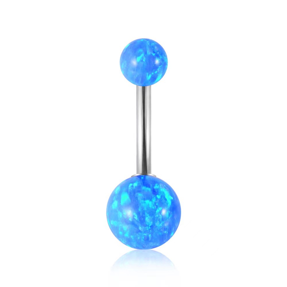 G23 Titanium 14G Opal Navel Ring External Thread Belly Button Piercing Jewelry - Image 5