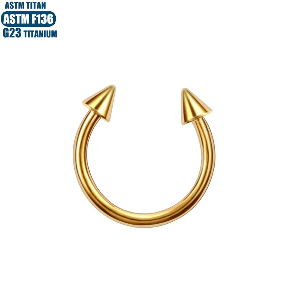 F136 Titanium Horseshoe Nose Ring Internal Thread Septum Ring Earring Jewelry - Image 3