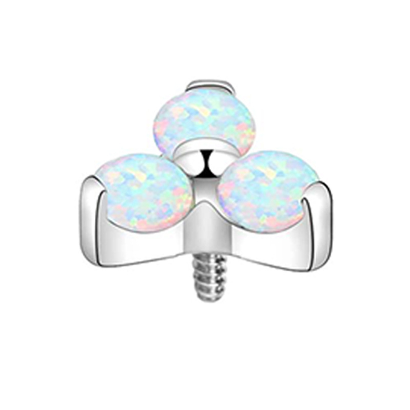 G23 Titanium Buried Nail Opal Skin Triangle Flower Leather Anchor Nail - Cartilage Earring - Image 5