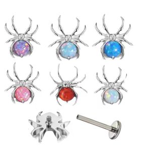 F136 Titanium Spider Opal Lip Nail Jewelry Head G23 Titanium Alloy Ear Nail Replacement Head Human Body Piercing Bone Nail Snail Nail