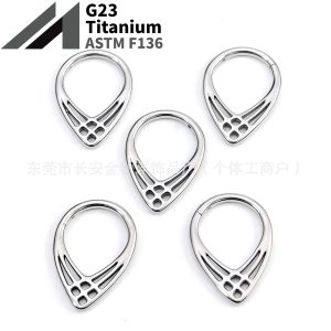F136 Titanium Drop-Shaped Mesh Closed Ring Pinless Hoop Earrings Nose Ring Seamless Ring G23 Titanium Alloy Piercing Jewelry