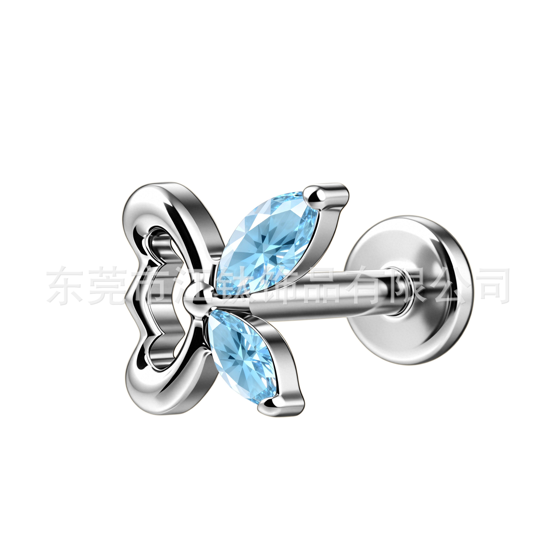 JT1105 Titanium Butterfly Zircon Ear Bone Stud Lip Stud - G23 ASTM F136 Body Piercing Jewelry - Image 5