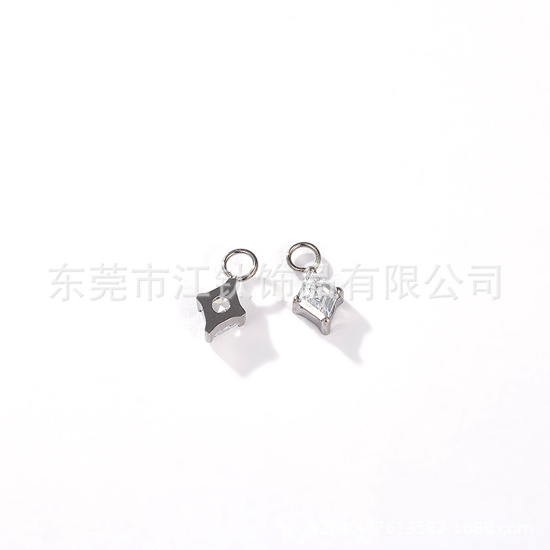 G23 Titanium Ear Bone Nail Welding Ring Rhombic Zircon Cross Body Piercing Running Earring - Image 5