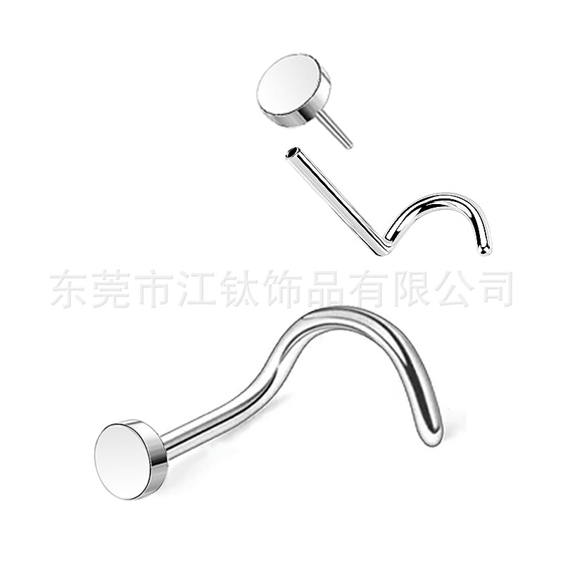 F136 Titanium Nose Nail Pin Flat S Rod Nose Ring G23 Titanium Alloy Body Piercing Jewelry - Image 4
