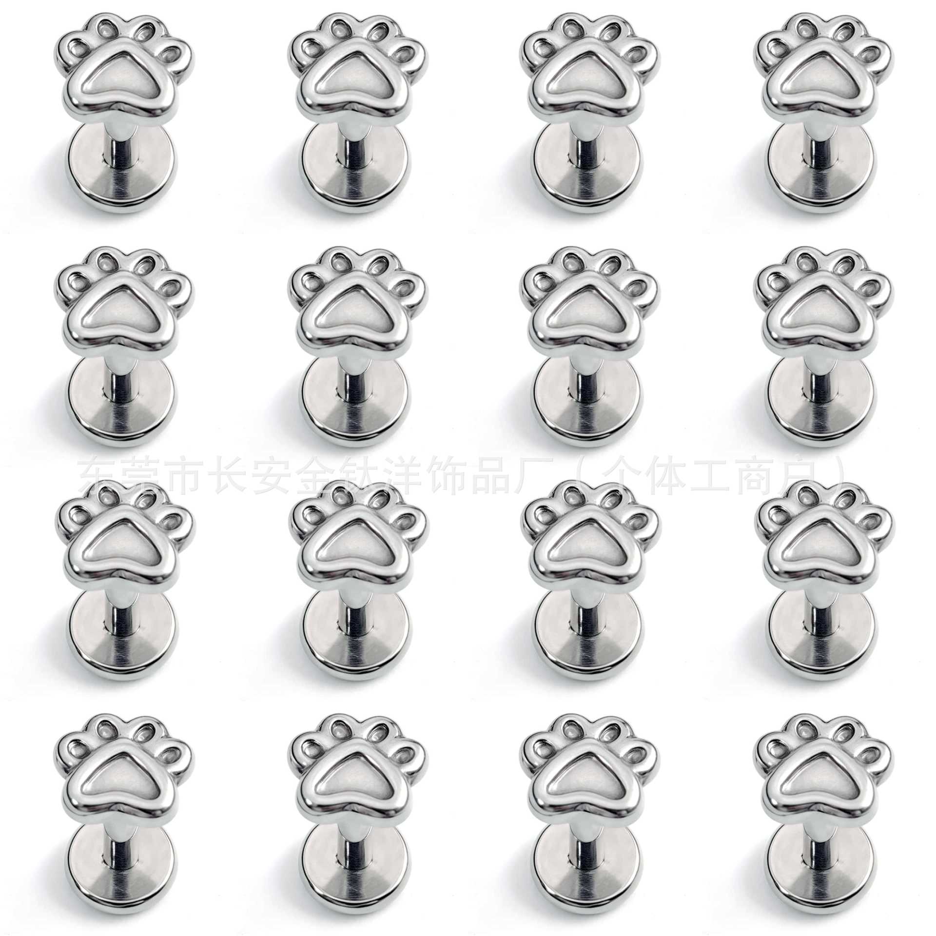 F136 Titanium Cat Paw Animal Earring Stud - Cartilage Helix Tragus Ear Piercing Jewelry G23 Alloy - Image 4