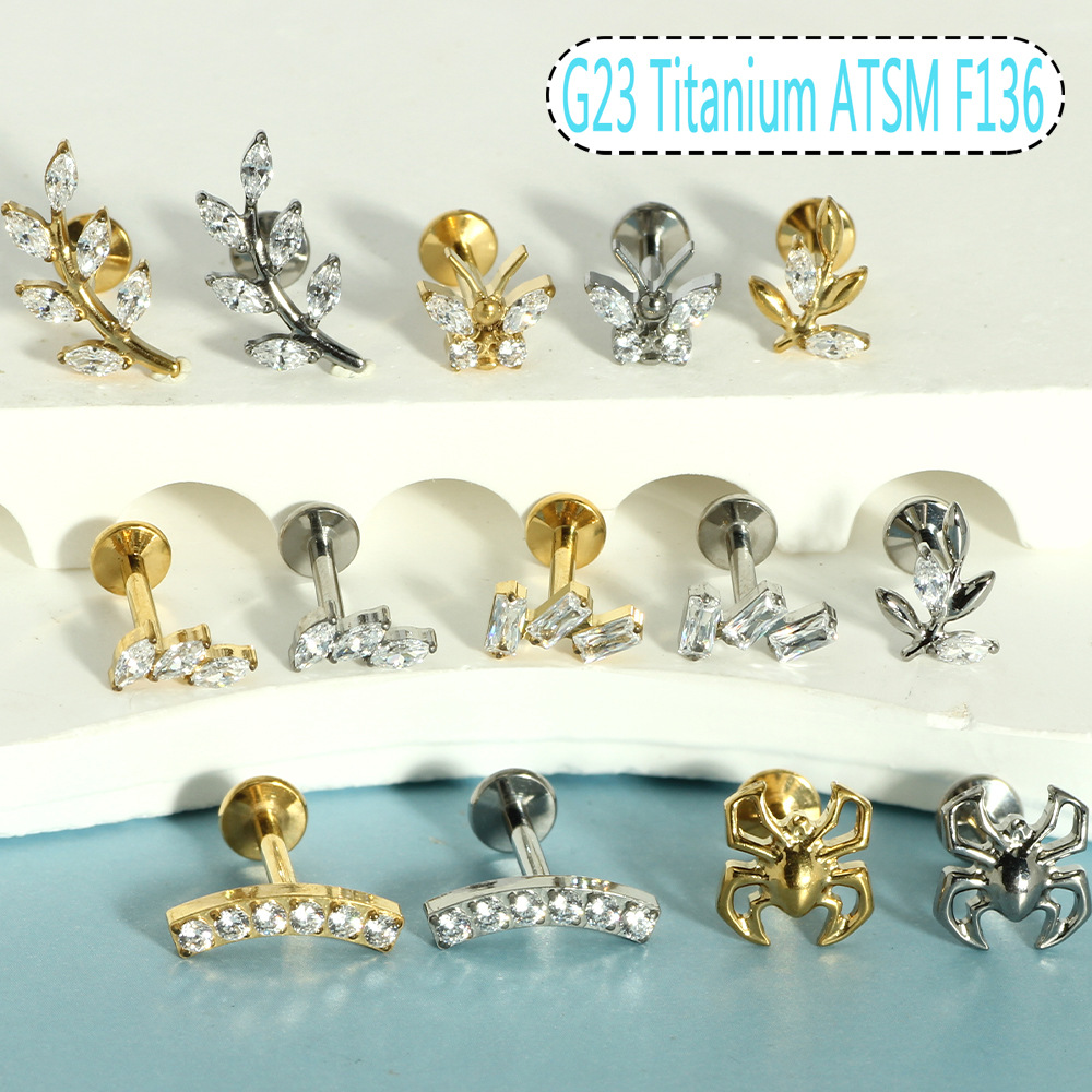 G23 Titanium Piercing Lip Stud Zircon 1.2mm 10mm Cochlear Ear Bone Nail Single Sale - Image 5