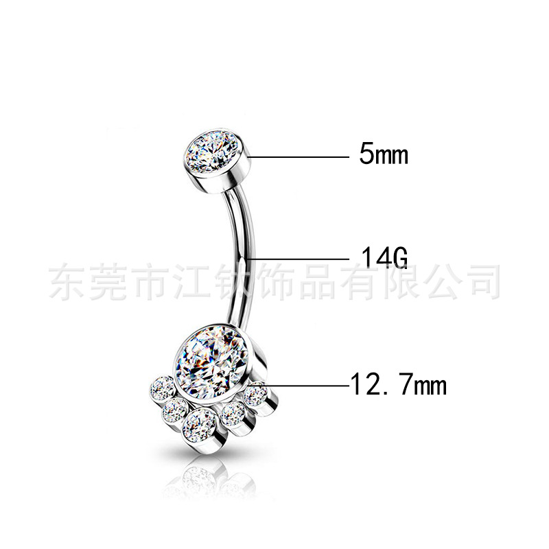 G23 Titanium Cylindrical Zircon Navel Ring - 2024 Summer New Arrival Body Piercing Jewelry - Image 2