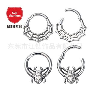 G23 Titanium Nose Ring Spider Web Piercing Jewelry Earrings for Women Men