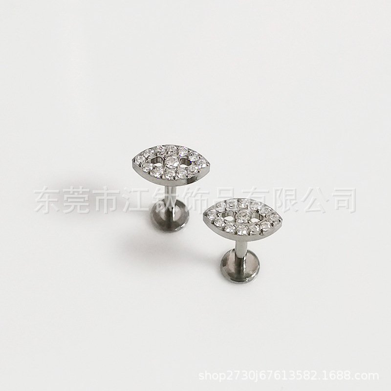 F136 Titanium Earring with 5A Zircon Lip Nail Labret Stud Body Piercing Jewelry Geometric Style - Image 3