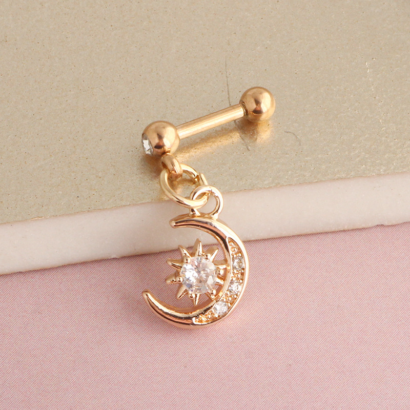Cross Stainless Steel Zircon Earring Studs with CZ Round Cake Ear Bone Nails for Women 18K Gold Plated - Image 5
