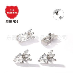 G23 Titanium Ear Bone Nail Radish Inlaid Zircon Fruit Shape Cartilage Stud Earring