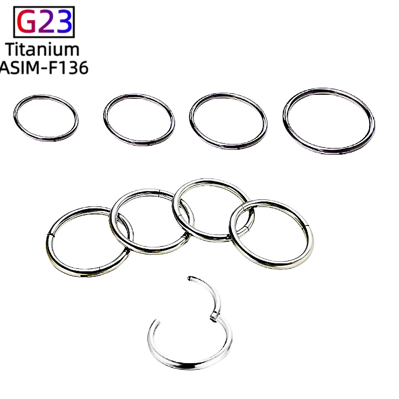F136 Titanium Seamless Ring Nose Ring Plain Ring Earrings Lip Ring G23 Titanium Alloy Body Piercing Jewelry Closed Ring - Image 2