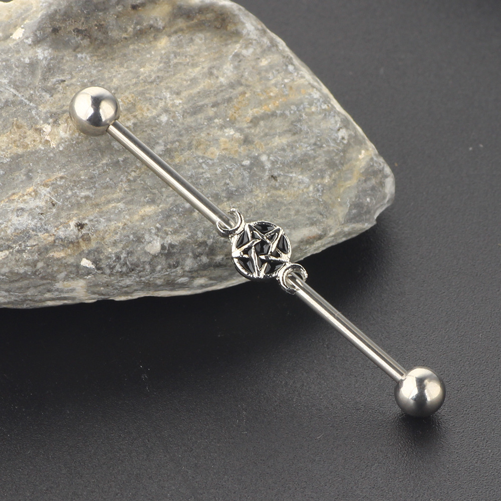 Stainless Steel Industrial Barbell Piercing Ear Stud - Cartilage Helix Tragus Body Jewelry - Image 2