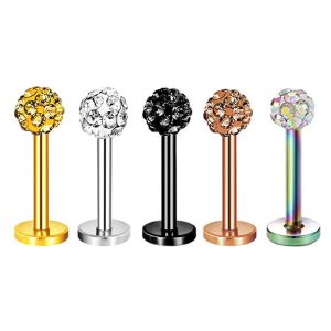 Rose Gold Leaf Diamond Ball Stud Ear Bone Nail Cold Wind Ear Nail Piercing Jewelry