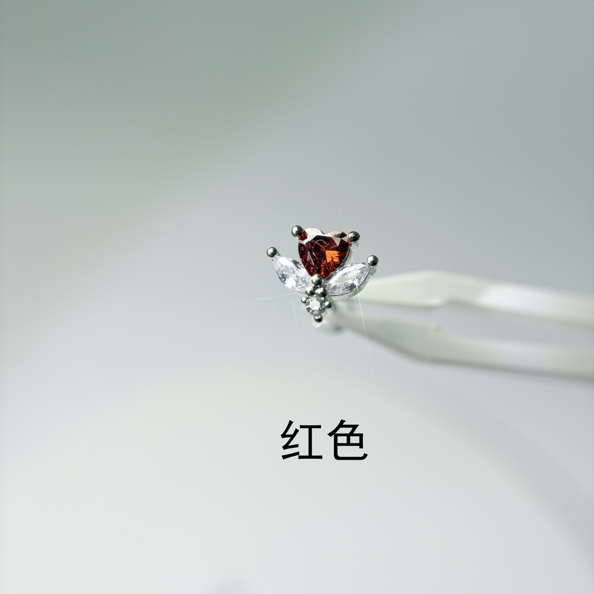 Heart Rose Red Lip Piercing Labret Stud 16G 16mm External Thread Titanium Steel Lip Rings Jewelry - Image 3