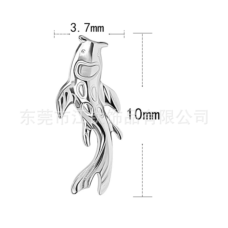 JT518 G23 Titanium Bonito Lip Nail Earrings - Gold 1.2x12mm Catfish Animal Body Piercing Jewelry - Image 2