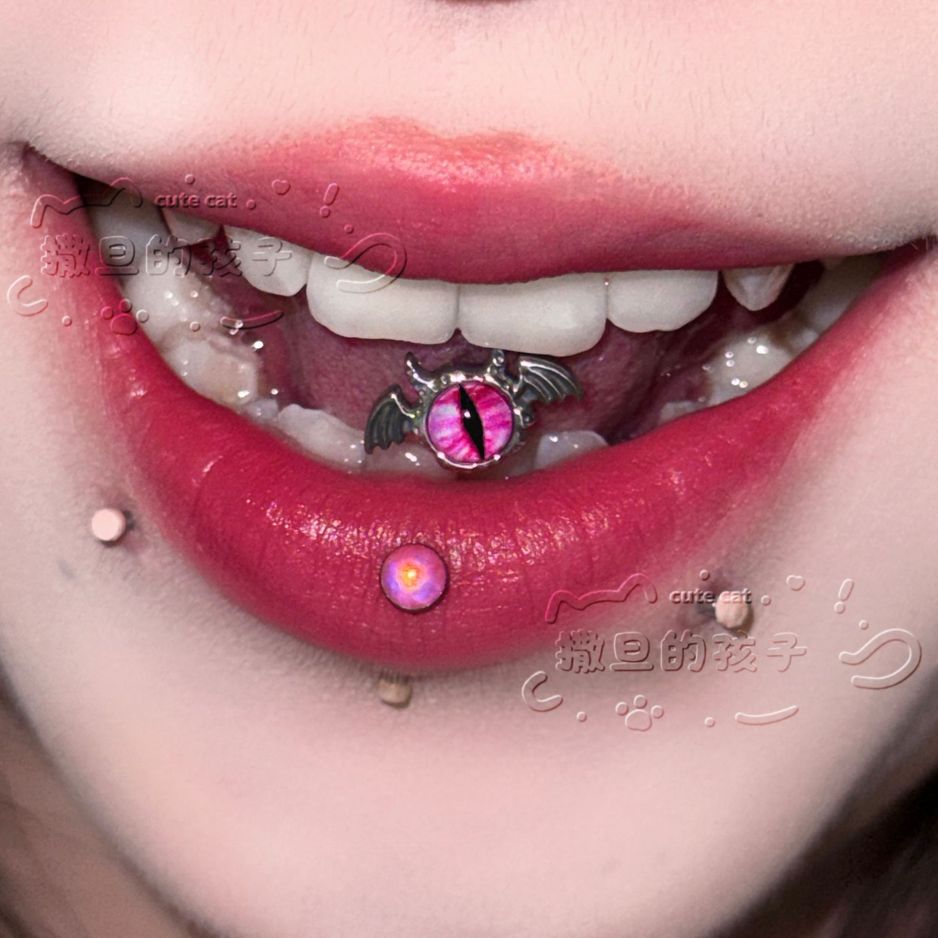 Satan's Child Blue Tongue Barbell 316L Surgical Steel 16G Tongue Piercing Jewelry - Image 3