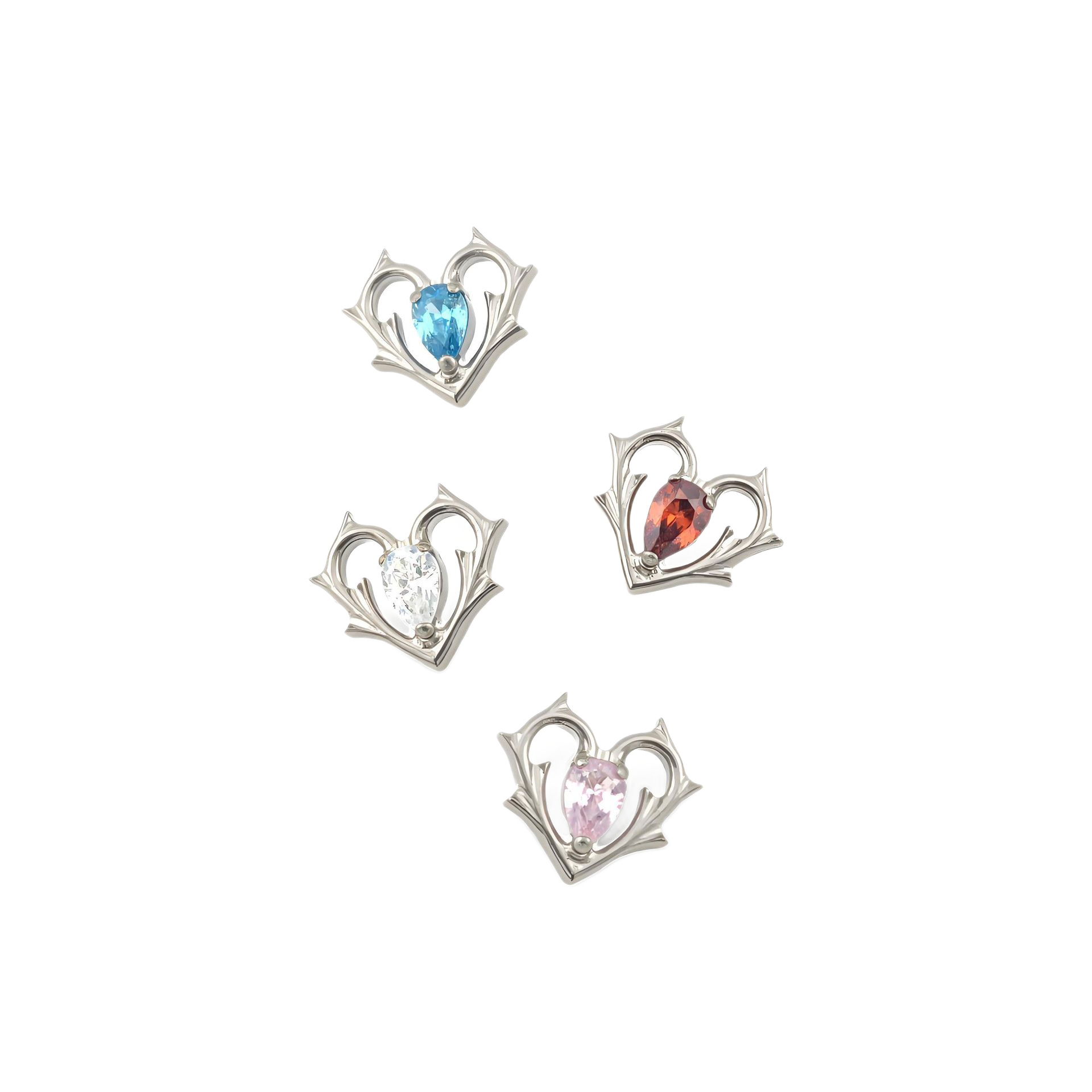 ASTM F136 Titanium Thorn Heart Stud Earrings with Pink Zircon Lip Tongue Body Piercing Jewelry - Image 5