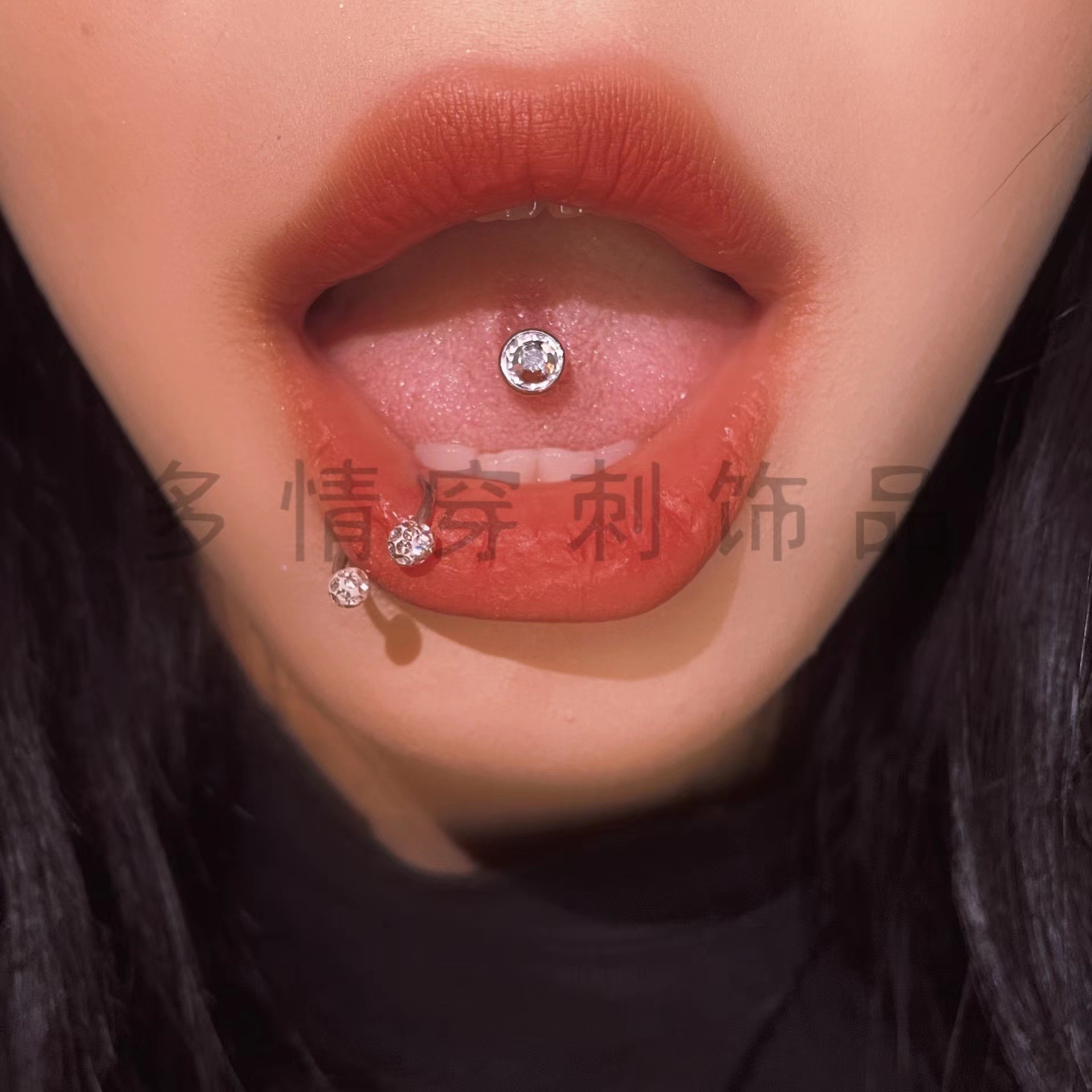 Pink Stainless Steel Tongue Ring Tongue Barbell Screw Type Oral Piercing Jewelry - Image 2