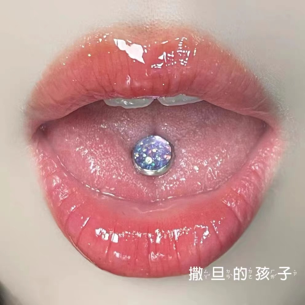Hokkaido Love Song Externally Threaded Titanium Steel Tongue Ring Pink Tongue Barbell Body Piercing Jewelry - Image 3