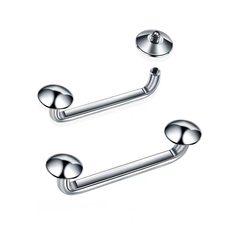 G23 Titanium Internally Threaded Arc Barbell Long Buried Nail Base Double-Ended Skin Nail Body Piercing Subcutaneous Implant Lock Bone Nail - 1.2x20mm Steel Color - Image 4