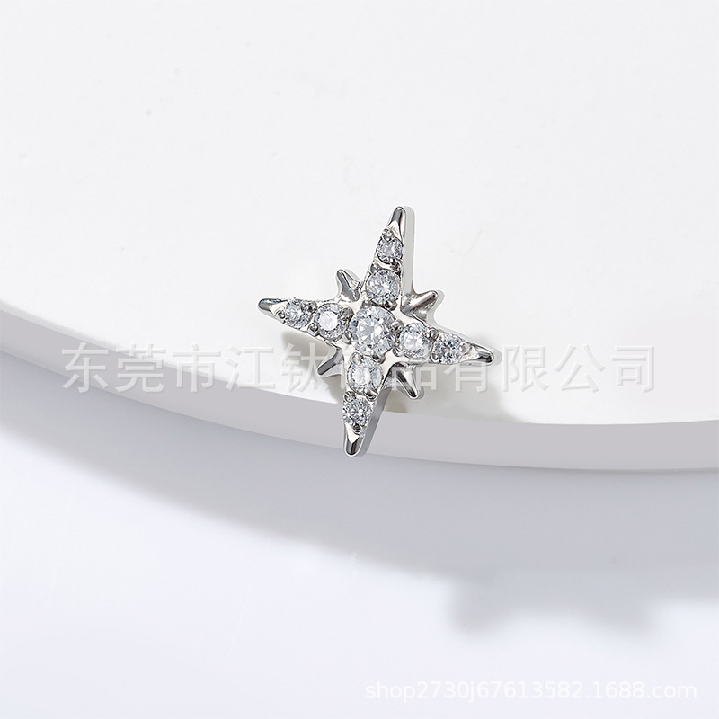 G23 Titanium Star Earring ASTM F136 Gem Stud Ear Piercing Jewelry - Image 4