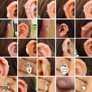 Gold Toad Flower Ear Bone Stud Stainless Steel Body Piercing Jewelry