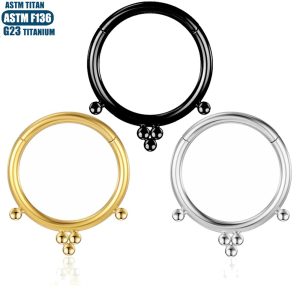 F136 Titanium Alloy Nose Ring Welded Bead Round Closed Body Piercing Tragus Piercing Earring Conch Shape Facial