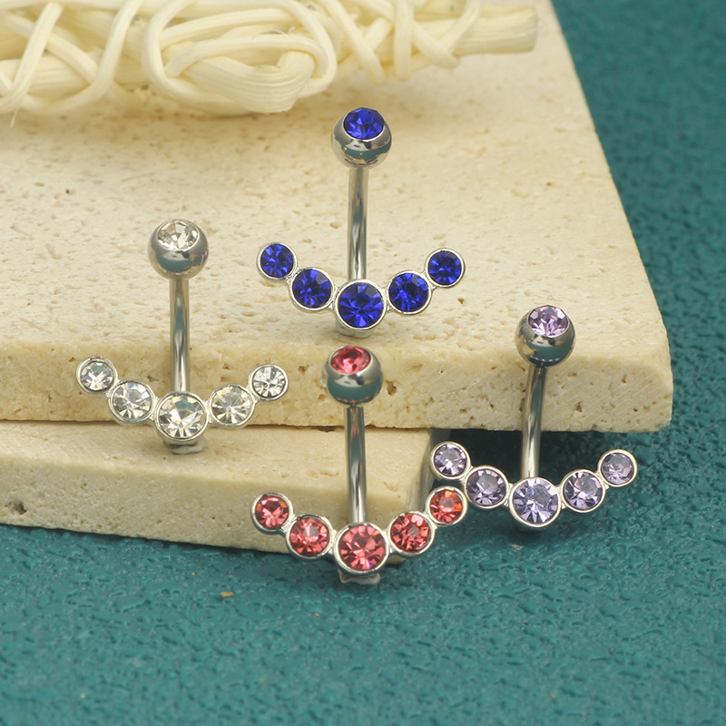 New Fashion European American Hot Selling Navel Stainless Steel Inverted Belly Ring Mixed Color Piercing Jewelry Wholesale - Image 3