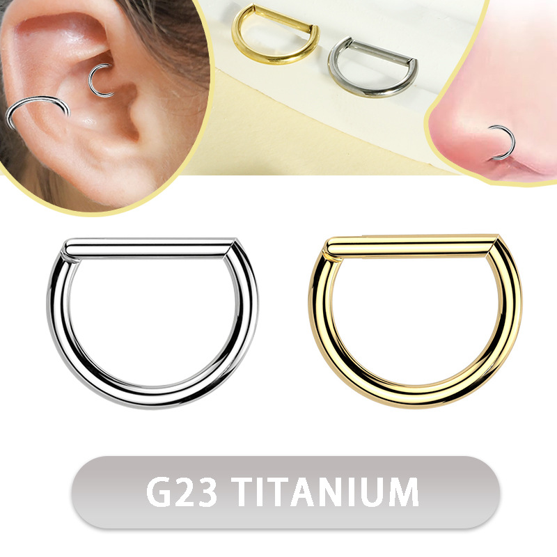 Titanium Alloy Split Ring Earring Nose Ring Lip Ring Breast Ring - G23 Silver 1.2x8mm - Image 5
