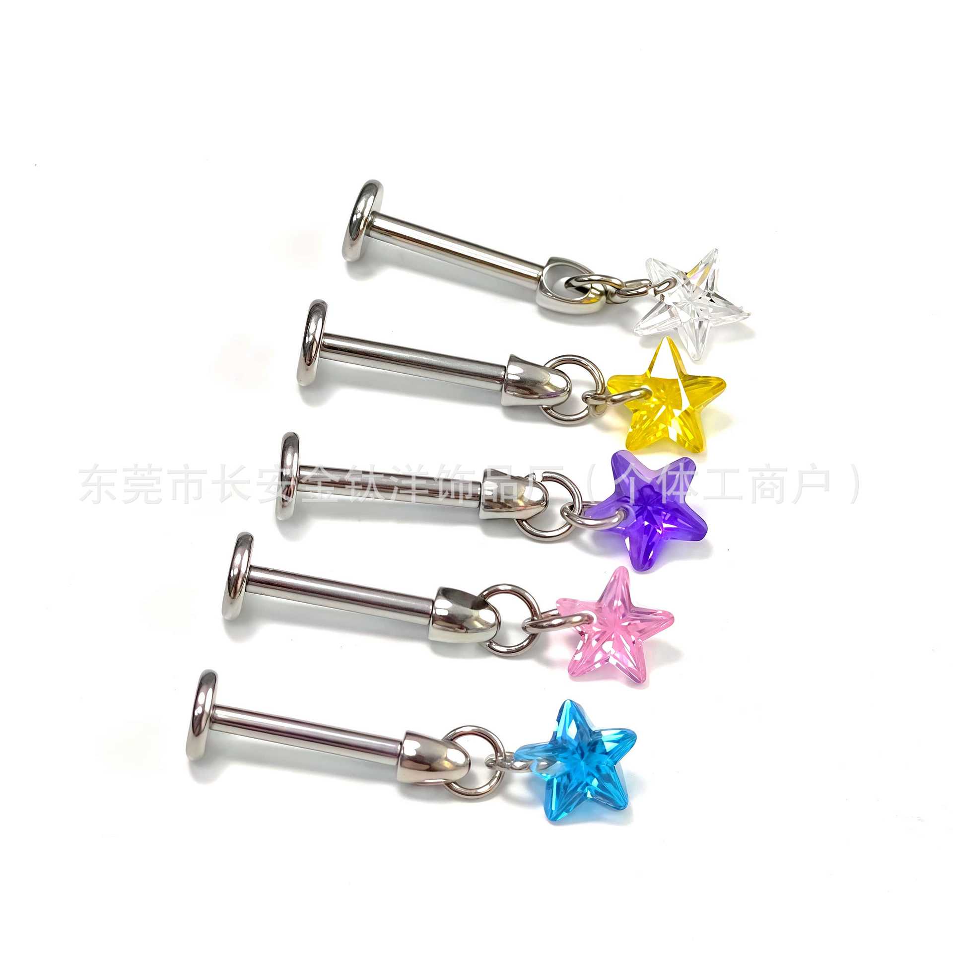 F136 Titanium Five-Pointed Star Pendant Ear Stud Zircon Ear Bone Stud Piercing Jewelry - Image 5