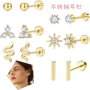 Sun Earring Set Stainless Steel One-Piece Ear Bone Stud Earrings for Men Women Wholesale