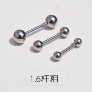 Titanium Steel 14G Tongue Barbell Lip Ring Labret Stud Industrial Barbell Polished Geometric Lightning 6mm Ball