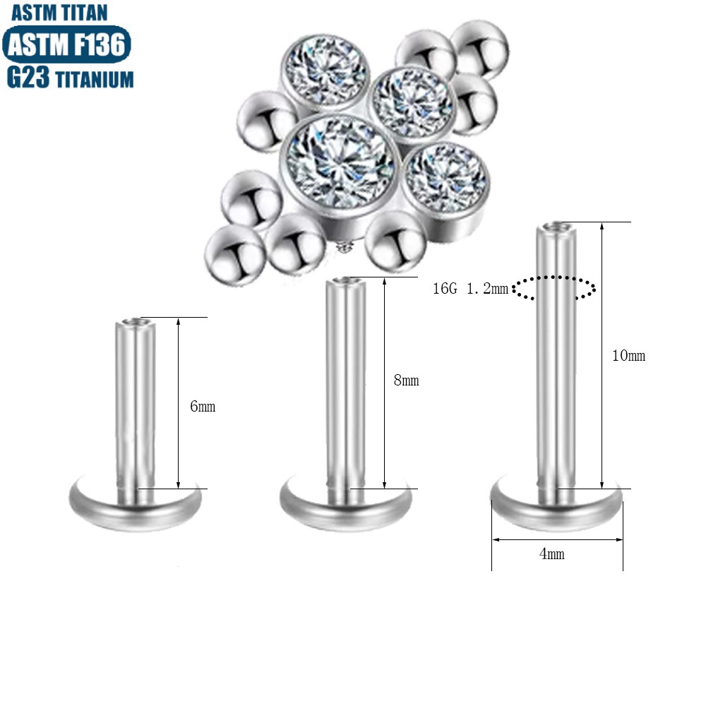G23 Titanium Wholesale Lip Ring CZ Welding Bead Thread Inner Tooth Body Piercing Jewelry Tragus Cartilage Ring Lip Nail - Image 2