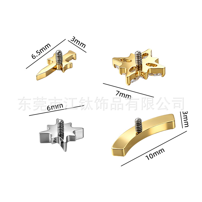G23 Titanium Alloy CZ Lip Labret Stud 1.2x10mm Geometric Body Piercing Jewelry - Image 2