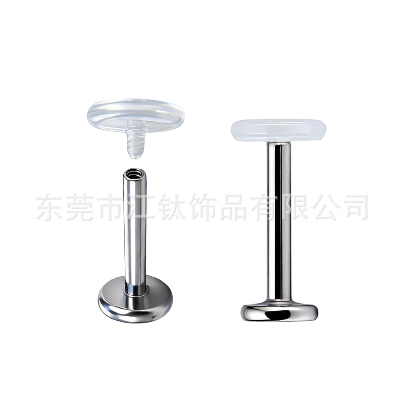 Invisible G23 Titanium Ear Bone Stud with Acrylic Flat Transparent Head - JT986 - Image 5