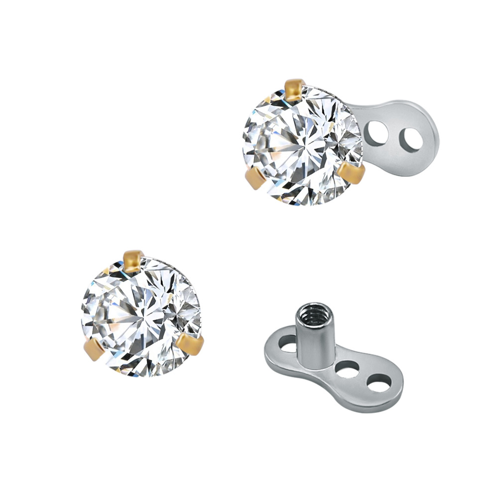 316L Stainless Steel Round Zircon European American Personality Body Piercing Nail Ear Stud Earring Jewelry Wholesale - Image 2
