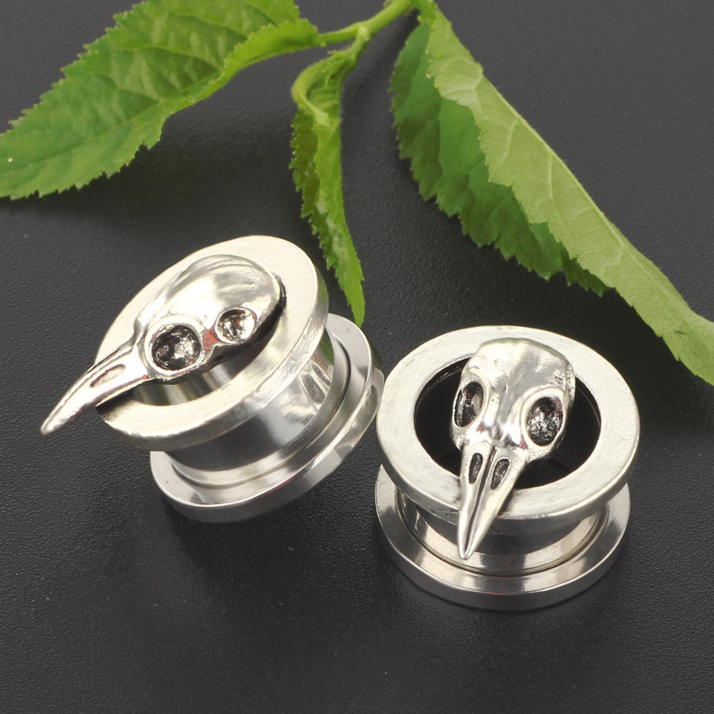3D Bird Head Ear Plug Tunnels 6mm-16mm Stainless Steel Ear Gauges Piercing Jewelry - Image 3