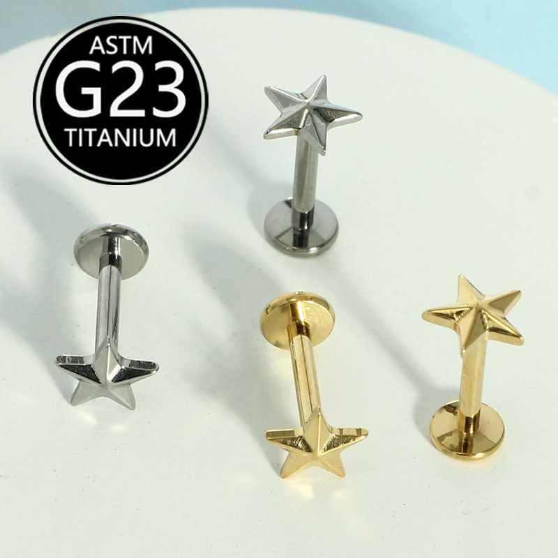 G23 Titanium Star Lip Ring Labret Stud 6-10mm Internal Thread Lip Nail Ear Bone Piercing Jewelry - Image 4