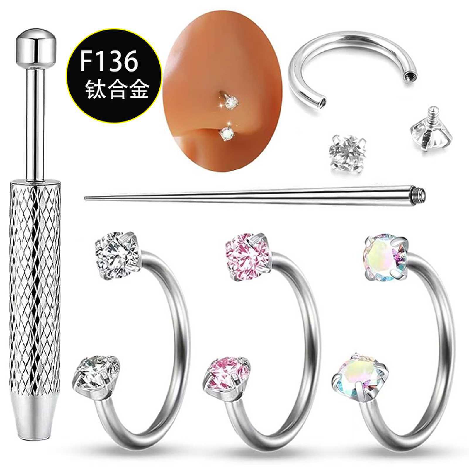 3mm Round Zircon Nose Ring G23 Titanium Nose Stud 0.8mm Fine Rod Body Piercing Jewelry - Image 5
